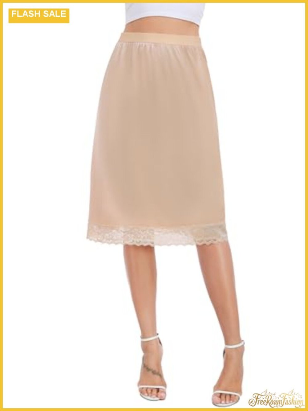Lovasy Women Satin Half Slip Lace Under Skirt Anti Static Slip Dress